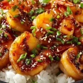 Delicious honey garlic shrimp served on a plate with fresh garnishes