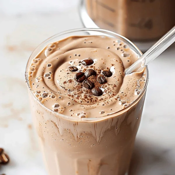 Iced Coffee Breakfast Smoothie recipe without banana served in a glass.