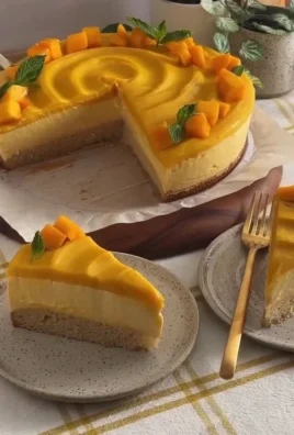 Delicious Mango Mousse Cake with fresh mango topping and whipped cream