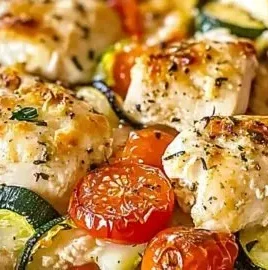 Mediterranean Chicken Zucchini Bake with herbs and spices
