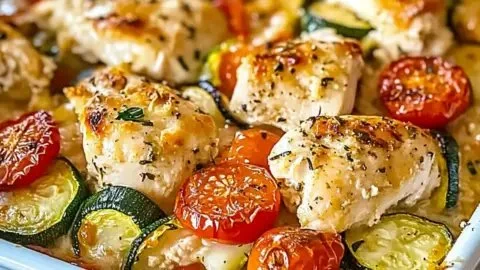 Mediterranean Chicken Zucchini Bake with herbs and spices