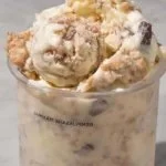 Ninja Creami cookie dough ice cream served in a bowl with chocolate chips