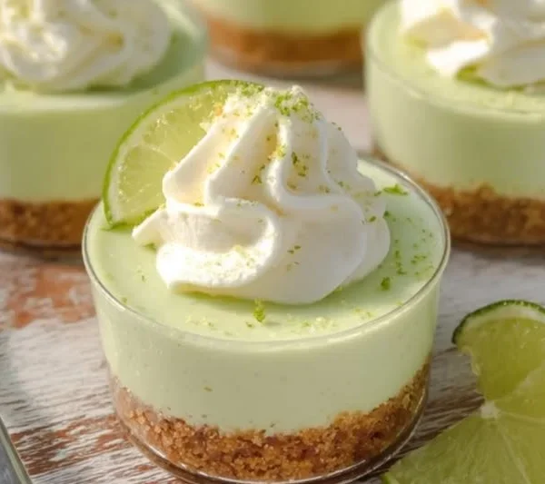 No-Bake Key Lime Cheesecake Cups in a serving dish