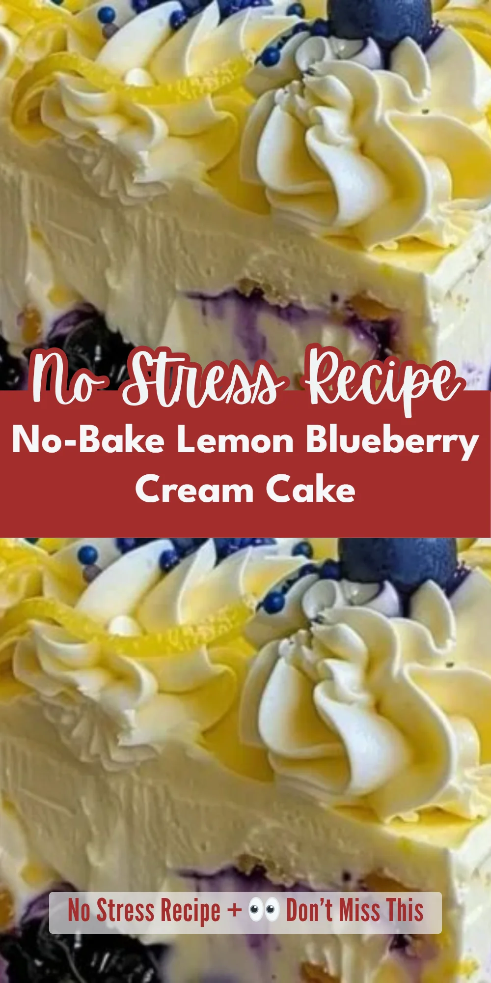 No-Bake Lemon Blueberry Cream Cake