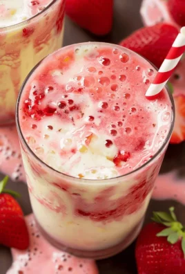 Delicious Strawberry Colada Smoothie garnished with strawberries and mint.