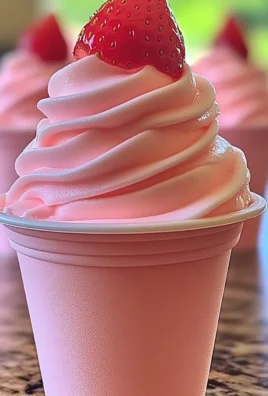 Delicious Strawberry Dole Whip served in a bowl topped with fresh strawberries