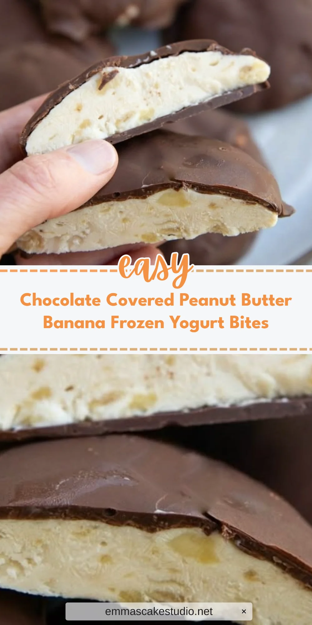 Chocolate Covered Peanut Butter Banana Frozen Yogurt Bites