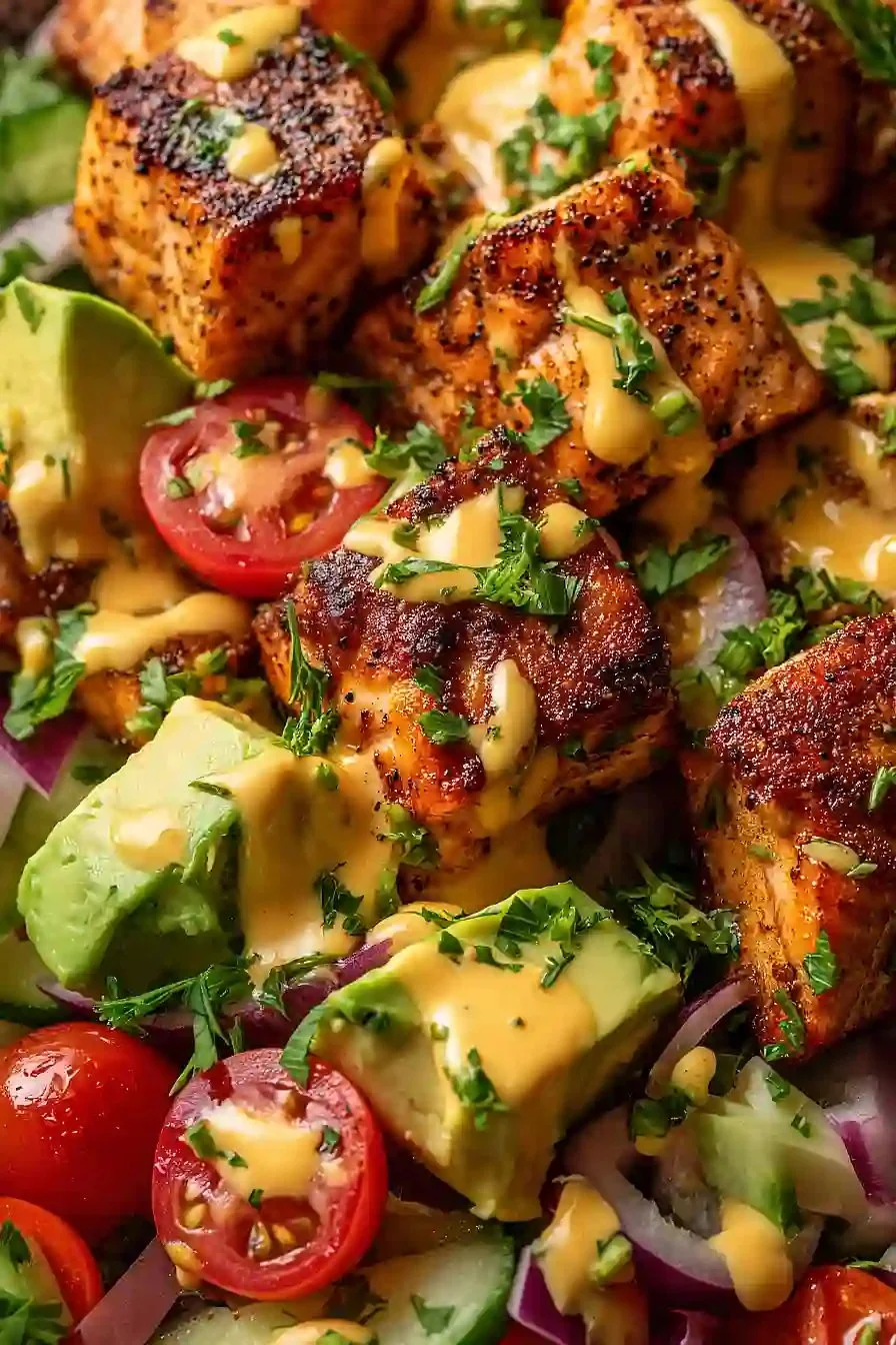Creamy Bang Bang Salmon Salad - moanaskitchen