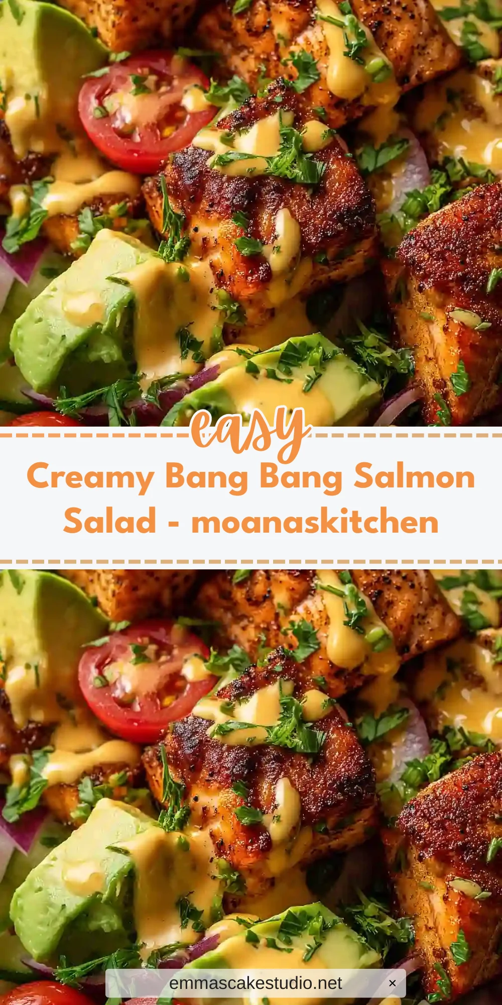 Creamy Bang Bang Salmon Salad - moanaskitchen
