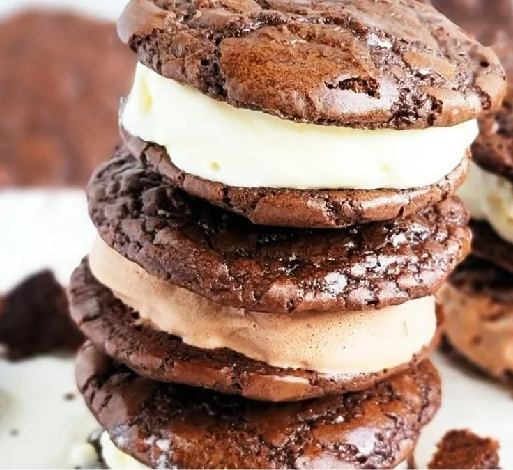 Decadent Brownie Cookie Ice Cream Sandwiches