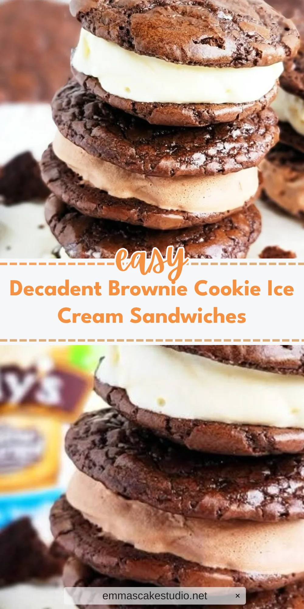 Decadent Brownie Cookie Ice Cream Sandwiches