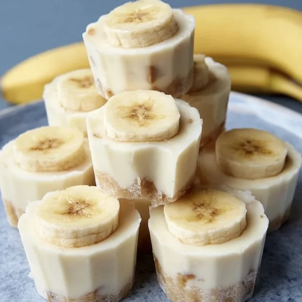 Delicious frozen banana yogurt bites arranged on a platter.