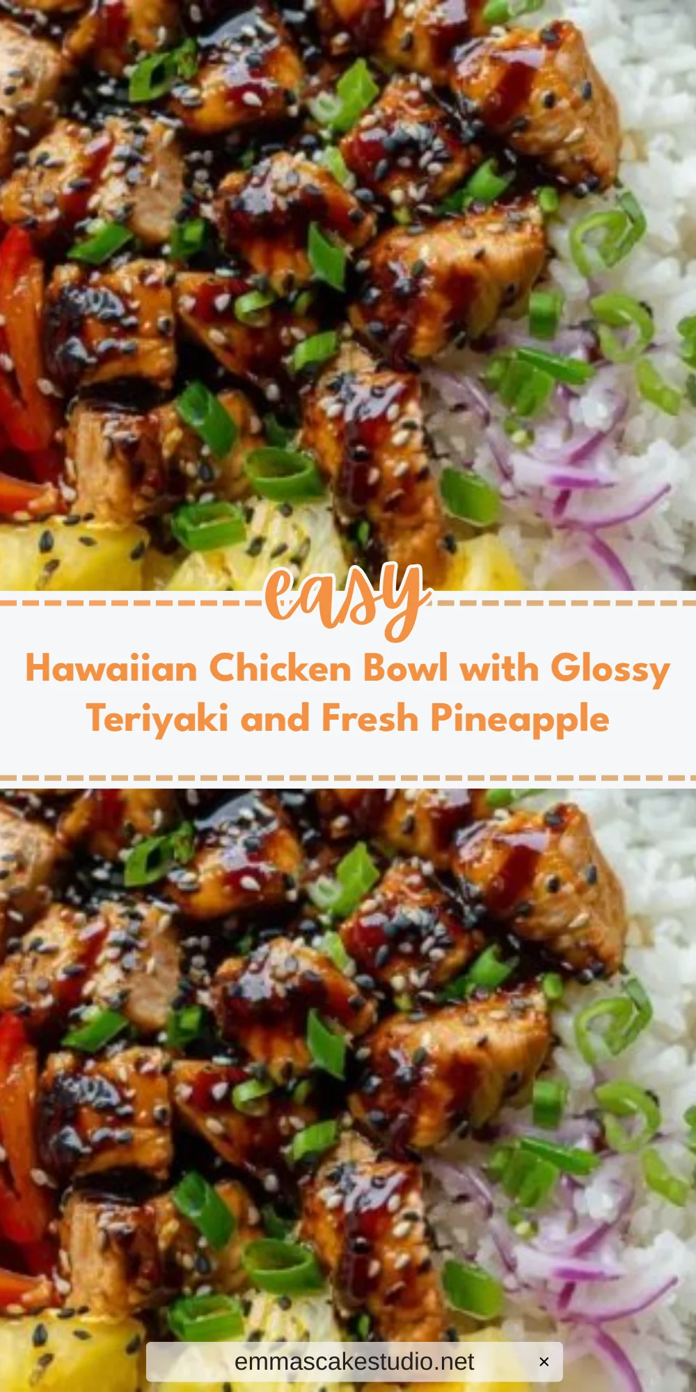 Hawaiian Chicken Bowl with Glossy Teriyaki and Fresh Pineapple
