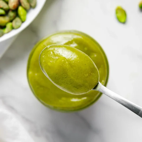 Homemade vegan pistachio cream made with 4 simple ingredients