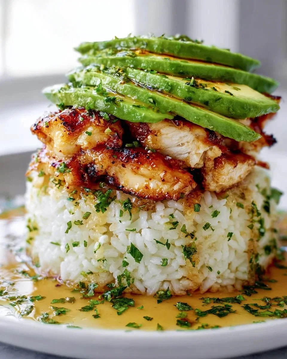Honey Lime Chicken Avocado Rice Stack: Fresh & Flavorful Meal