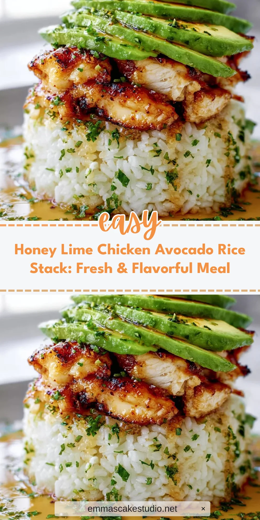 Honey Lime Chicken Avocado Rice Stack: Fresh & Flavorful Meal
