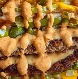 Plate of delicious smash burger tacos topped with fresh ingredients
