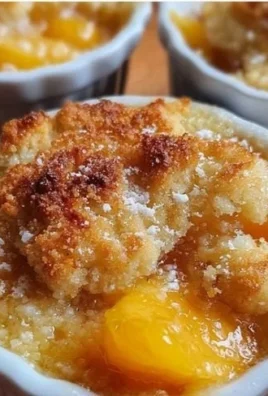 Mini peach cobblers baked to perfection, served in individual cups.