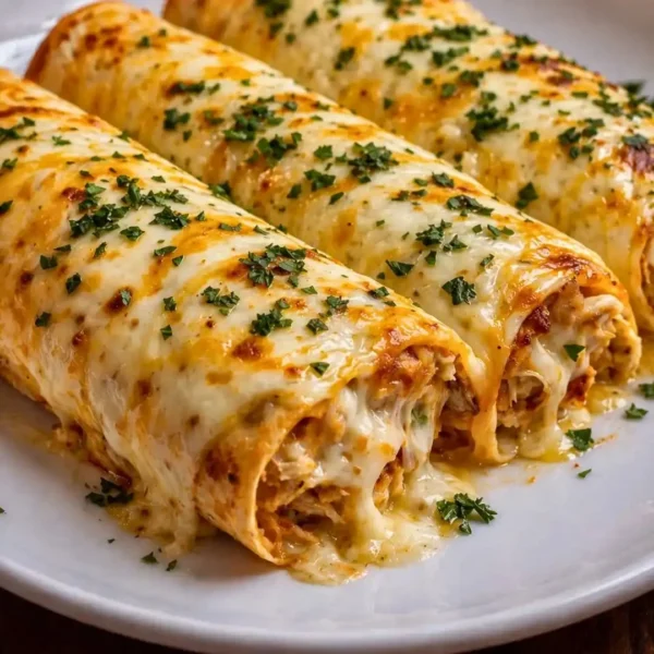Healthy chicken enchiladas topped with cheese and cilantro on a plate