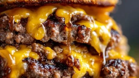 Crispy diner-style smash burger with melted cheese and fresh toppings