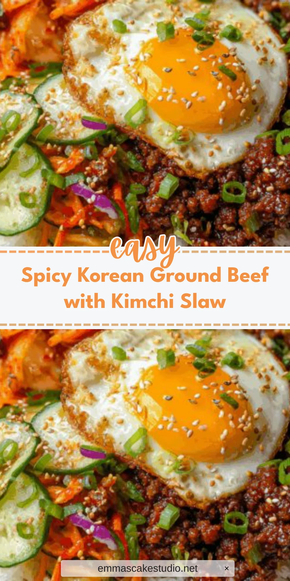 Spicy Korean Ground Beef with Kimchi Slaw