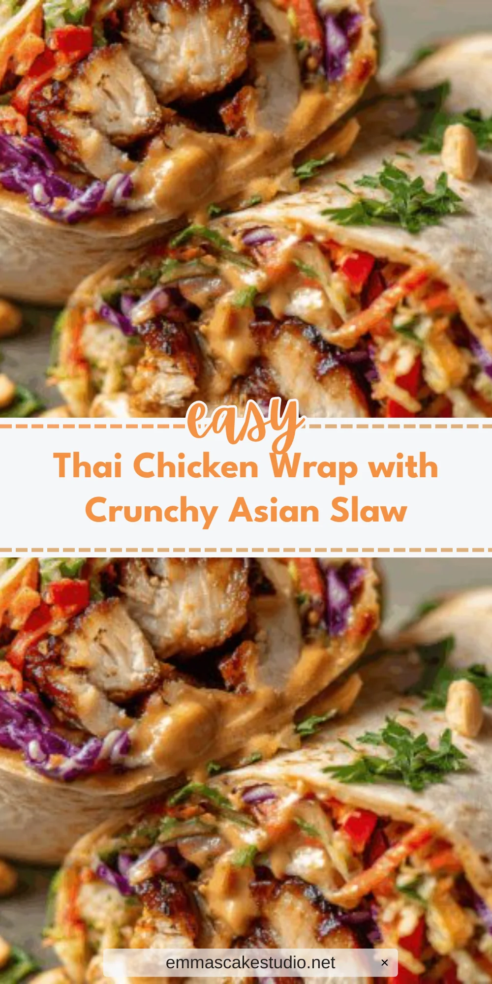Thai Chicken Wrap with Crunchy Asian Slaw