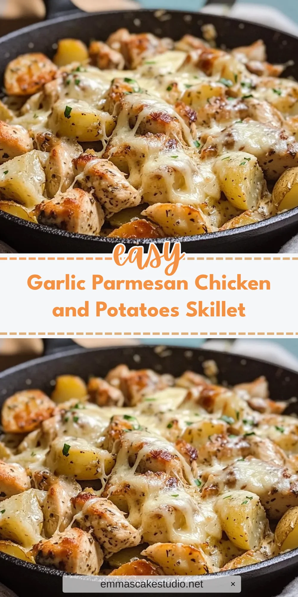 Garlic Parmesan Chicken and Potatoes Skillet