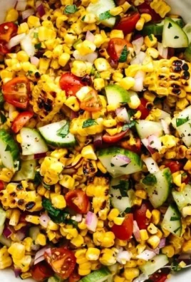 Colorful grilled corn salad with fresh ingredients in a bowl