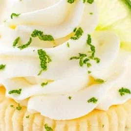 Mini key lime cheesecakes on a dessert platter