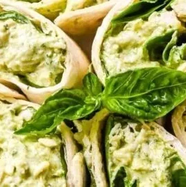 Simple Pesto Chicken Salad with 3 ingredients served in a bowl