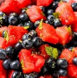 Refreshing Watermelon Blueberry Salad without honey, a healthy summer dish